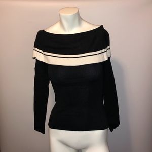 Luxspire Womens Black White Off Shoulder Sweater